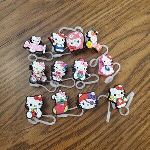 BN 12 Piece Hello Kitty Themed Straw Toppers for Tumblers